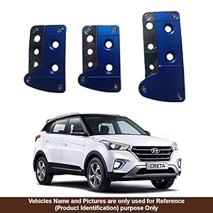 oshotto 3 pcs non-slip manual cs-036 car pedals kit pad covers set compatible with hyundai creta 2015-2019 blue