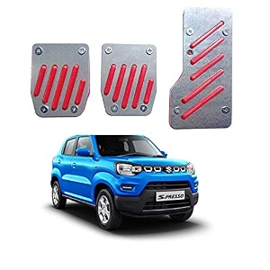 oshotto 3 pcs non-slip manual cs-320 car pedals kit pad covers set compatible with maruti suzuki s-presso red