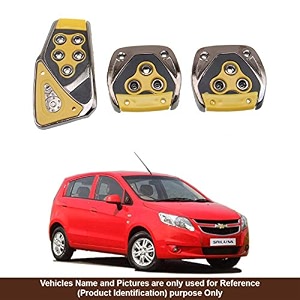 oshotto 3 pcs non-slip manual cs-375 car pedals kit pad covers set compatible with chevrolet uva olduva sail yellow
