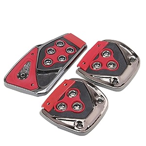 oshotto 3 pcs non-slip manual cs-375 car pedals kit pad covers set compatible with maruti suzuki s-presso red