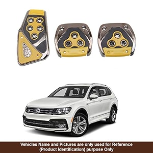 oshotto 3 pcs non-slip manual cs-375 car pedals kit pad covers set compatible with volkswagen tiguan yellow