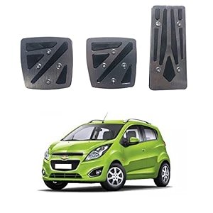oshotto 3 pcs non-slip manual cs-048 car pedals kit pad covers set compatible with chevrolet beat grey