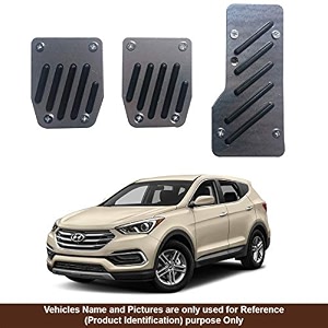 oshotto 3 pcs non-slip manual cs-08 car pedals kit sports pad covers set for hyundai santa fe black