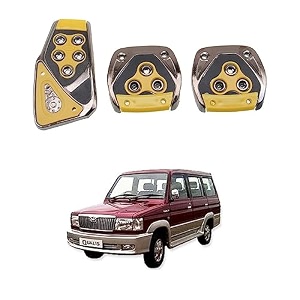 oshotto 3 pcs non-slip manual cs-375 car pedals kit pad covers set compatible with toyota qualis yellow
