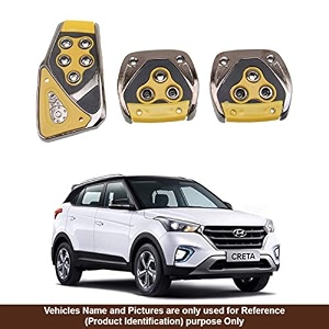 oshotto 3 pcs non-slip manual cs-375 car pedals kit pad covers set compatible with hyundai creta 2015-2019 yellow