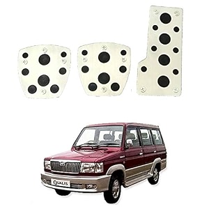 oshotto 3 pcs non-slip manual cs-08 car pedals kit sports pad covers set compatible with toyota qualis black
