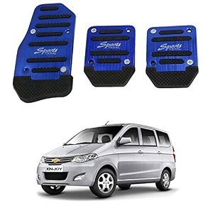 oshotto 3 pcs non-slip manual cs-373 car pedals kit sports pad covers set compatible with chevrolet enjoy blue