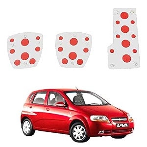 oshotto 3 pcs non-slip manual cs-08 car pedals kit sports pad covers set compatible with chevrolet uva olduva sail red