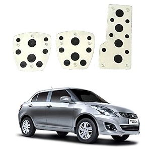 oshotto 3 pcs non-slip manual cs-08 car pedals kit sports pad covers set compatible with maruti suzuki swift dzire old 2008-2016 black