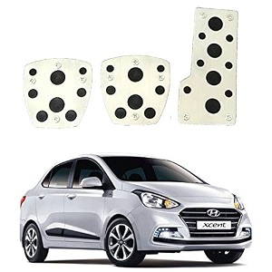 oshotto 3 pcs non-slip manual cs-08 car pedals kit sports pad covers set compatible with hyundai xcent black