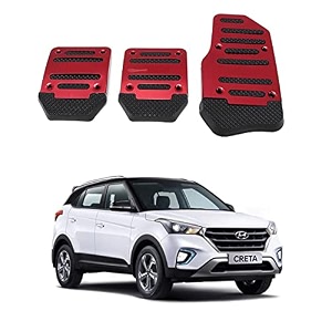 oshotto 3 pcs non-slip manual cs-375 car pedals kit pad covers set compatible with hyundai creta 2015-2019 grey