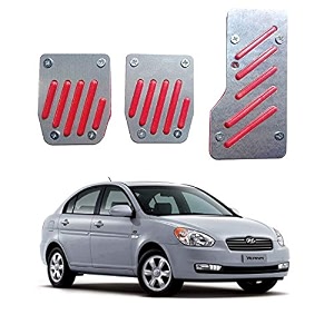 oshotto 3 pcs non-slip manual cs-320 car pedals kit pad covers set compatible with hyundai verna old red