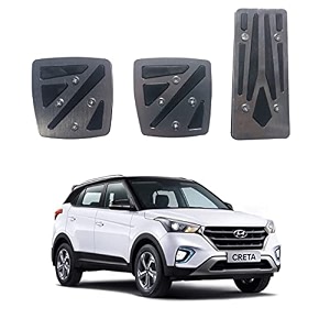 oshotto 3 pcs non-slip manual cs-048 car pedals kit pad covers set compatible with hyundai creta 2015-2019 grey
