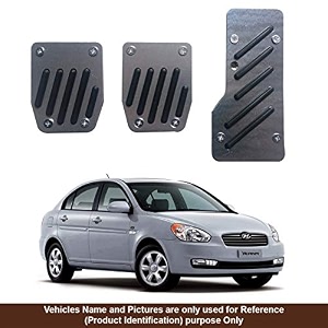 oshotto 3 pcs non-slip manual cs-08 car pedals kit sports pad covers set compatible with hyundai verna old black