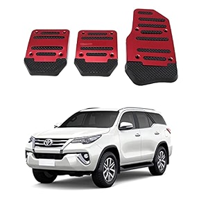 oshotto 3 pcs non-slip manual cs-08 car pedals kit sports pad covers set compatible with toyota fortuner old black