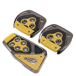 oshotto 3 pcs non-slip manual cs-375 car pedals kit pad covers set compatible with maruti suzuki s-presso yellow