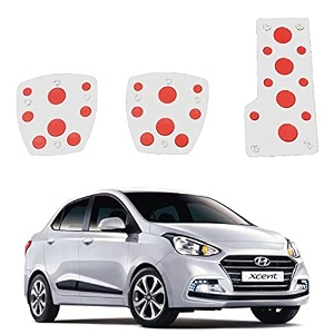 oshotto 3 pcs non-slip manual cs-08 car pedals kit sports pad covers set compatible with hyundai xcent red