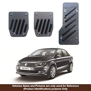 oshotto 3 pcs non-slip manual cs-08 car pedals kit sports pad covers set compatible with volkswagen vento black
