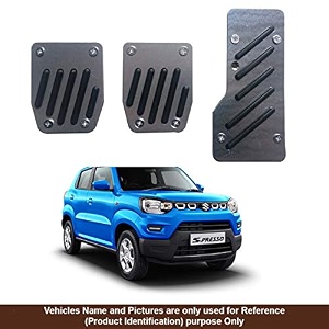 oshotto 3 pcs non-slip manual cs-08 car pedals kit sports pad covers set compatible with maruti suzuki s-presso black