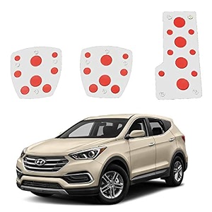 oshotto 3 pcs non-slip manual cs-08 car pedals kit sports pad covers set for hyundai santa fe red