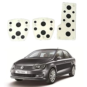 oshotto 3 pcs non-slip manual cs-08 car pedals kit sports pad covers set compatible with volkswagen vento black