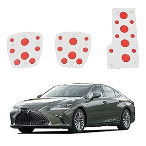 oshotto 3 pcs non-slip manual cs-08 car pedals kit sports pad covers set compatible with lexus es red