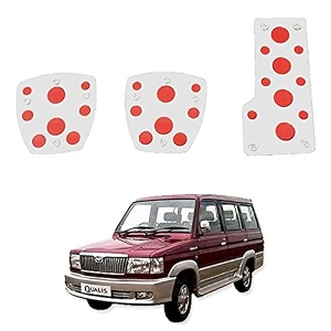 oshotto 3 pcs non-slip manual cs-08 car pedals kit sports pad covers set compatible with toyota qualis red