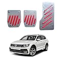 Oshotto 3 Pcs Non-Slip Manual CS-320 Car Pedals Kit Pad Covers Set Compatible with Volkswagen Tiguan (Red)