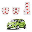 Oshotto 3 Pcs Non-Slip Manual CS-08 Car Pedals Kit Sports Pad Covers Set Compatible with Chevrolet Beat (Red)