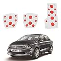 Oshotto 3 Pcs Non-Slip Manual CS-08 Car Pedals Kit Sports Pad Covers Set Compatible with Volkswagen Vento (Red)