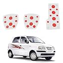 Oshotto 3 Pcs Non-Slip Manual CS-08 Car Pedals Kit Sports Pad Covers Set Compatible with Hyundai New Santro 2018-2026 (Red)