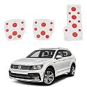Oshotto 3 Pcs Non-Slip Manual CS-08 Car Pedals Kit Sports Pad Covers Set Compatible with Volkswagen Tiguan (Red)