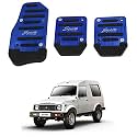 Oshotto 3 Pcs Non-Slip Manual CS-373 Car Pedals Kit Sports Pad Covers Set Compatible with Maruti Suzuki Gypsy (Blue)
