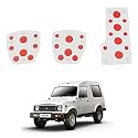 Oshotto 3 Pcs Non-Slip Manual CS-08 Car Pedals Kit Sports Pad Covers Set Compatible with Maruti Suzuki Gypsy (Red)