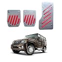 Oshotto 3 Pcs Non-Slip Manual CS-320 Car Pedals Kit Pad Covers Set Compatible with Mahindra Bolero (Red)