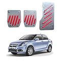 Oshotto 3 Pcs Non-Slip Manual CS-320 Car Pedals Kit Pad Covers Set Compatible with Maruti Suzuki Swift Dzire Old (2008-2016) (Red)