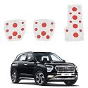 Oshotto 3 Pcs Non-Slip Manual CS-08 Car Pedals Kit Sports Pad Covers Set Compatible with Hyundai Creta (2015-2019) (Red)