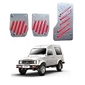 Oshotto 3 Pcs Non-Slip Manual CS-320 Car Pedals Kit Pad Covers Set Compatible with Maruti Suzuki Gypsy (Red)