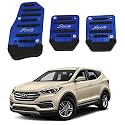 Oshotto 3 Pcs Non-Slip Manual CS-373 Car Pedals Kit Sports Pad Covers Set for Hyundai Santa Fe (Blue)