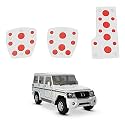 Oshotto 3 Pcs Non-Slip Manual CS-08 Car Pedals Kit Sports Pad Covers Set Compatible with Mahindra Bolero (Red)