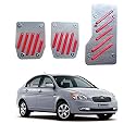 Oshotto 3 Pcs Non-Slip Manual CS-320 Car Pedals Kit Pad Covers Set Compatible with Hyundai Verna Old (Red)
