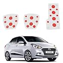Oshotto 3 Pcs Non-Slip Manual CS-08 Car Pedals Kit Sports Pad Covers Set Compatible with Hyundai Xcent (Red)
