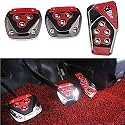 Oshotto 3 Pcs Non-Slip Manual CS-375 Car Pedals kit Pad Covers Set Compatible with Toyota Qualis (Red)