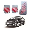 Oshotto 3 Pcs Non-Slip Manual CS-320 Car Pedals Kit Pad Covers Set Compatible with Volkswagen Vento (Red)