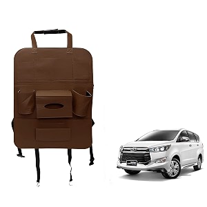 oshotto car backseat storage organizer phone holdermulti-pocket for bottles tissue boxeskids toy storage and great travel accessory compatible with toyota innova crysta brown