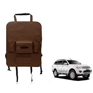 oshotto car backseat storage organizer phone holdermulti-pocket for bottles tissue boxeskids toy storage and great travel accessory compatible with mitsubishi pajero sport brown