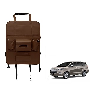 oshotto car backseat storage organizer phone holdermulti-pocket for bottles tissue boxeskids toy storage and great travel accessory compatible with toyota innova brown