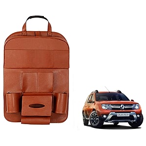 oshotto car backseat storage organizer phone holdermulti-pocket for bottles tissue boxeskids toy storage and great travel accessory compatible with renault duster tan