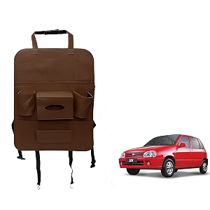 oshotto car backseat storage organizer phone holdermulti-pocket for bottles tissue boxeskids toy storage and great travel accessory compatible with maruti suzuki zen brown