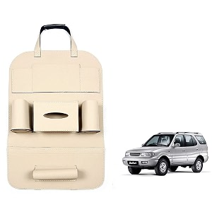 oshotto car backseat storage organizer phone holdermulti-pocket for bottles tissue boxeskids toy storage and great travel accessory compatible with tata safari beige